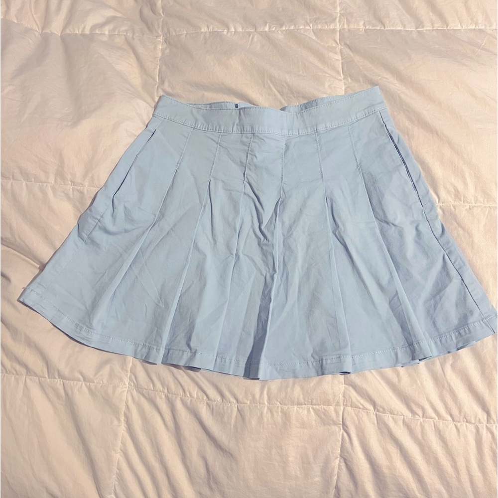 American Eagle Sky Blue High Waisted Pleated Skirt
